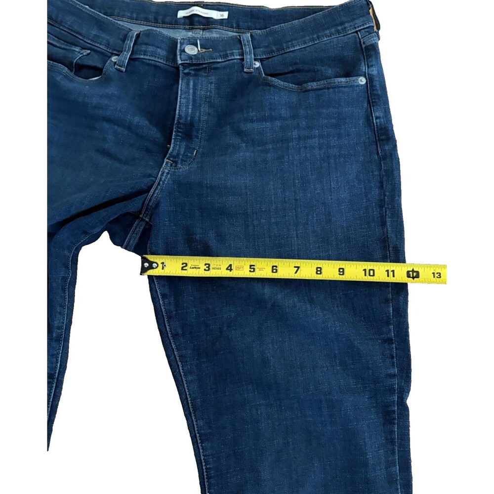Levi's Jeans Womens 16 Blue Dark Wash Straight Classic Stretch Pockets 27 inseam - Picture 10 of 16
